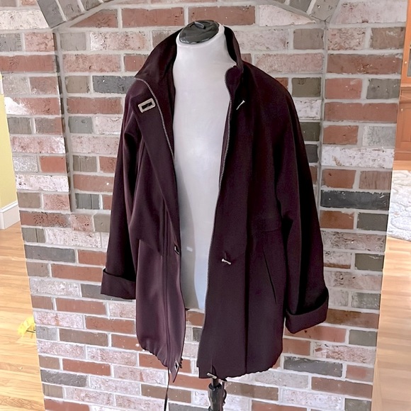 FLEET STREET Brown Full Zip Toggle Button Raincoat Jacket Size PM - Picture 15 of 16